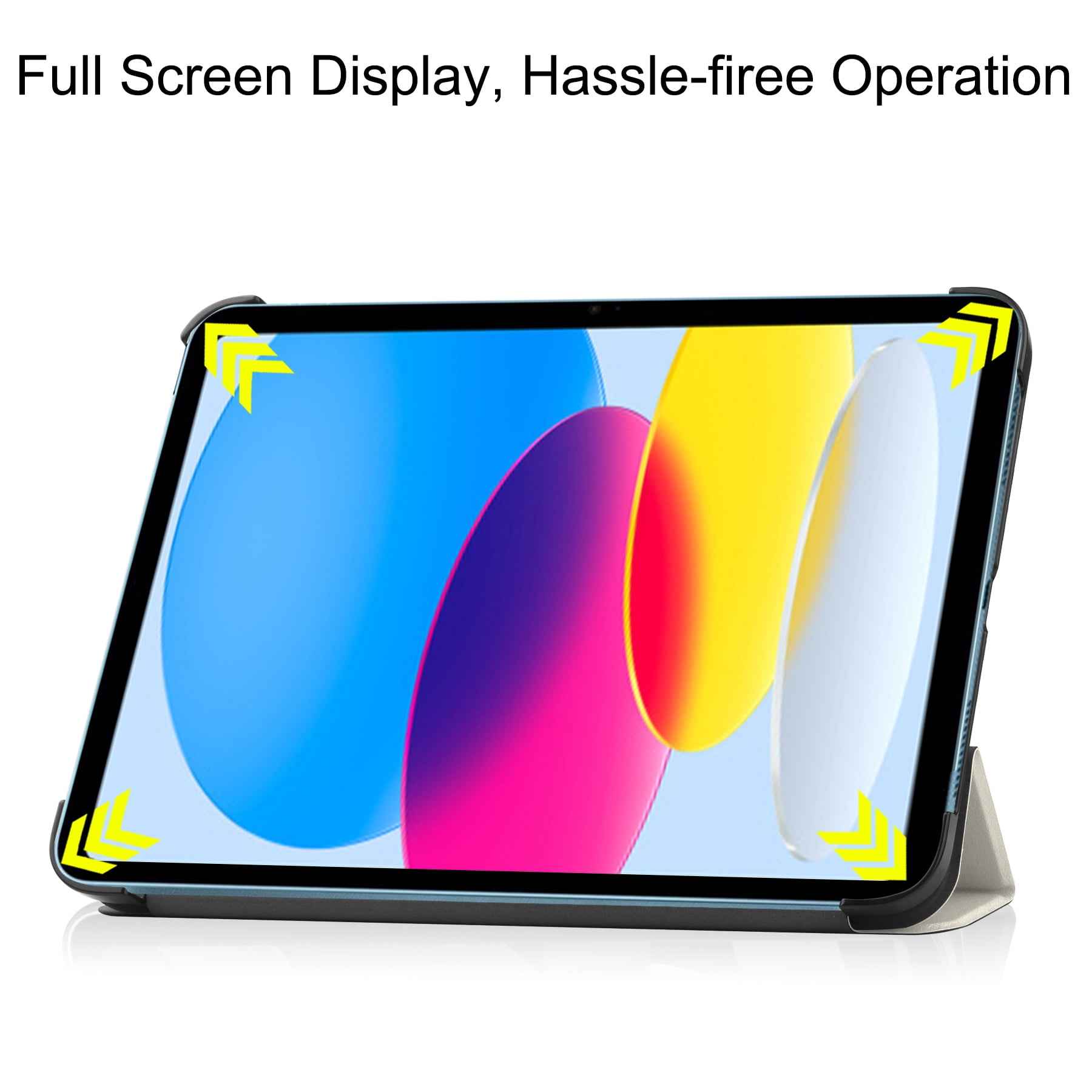 Case for Apple iPad 10th Generation 10.9 Inch Case 2022, PU Leather Thin Slim Lightweight Trifold Shell Corner Protection Smart Folio Cover with Auto Sleep/Wake and Support Pencil Holder, Cute Cat
