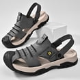 thumbnail image 7 of Hicooer GOOHIK Mens Closed Toe Sandals, Sport Sandals Casual Leather Handmade Sandals Adjustable Fisherman Beach Sandals For Outdoor Walking Driving Gray, 7 of 7