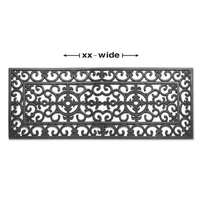 Abbott Collections AB-35-RUBBER-872 18 x 46 Po Fleur de Lys Paillasson Double, Noir