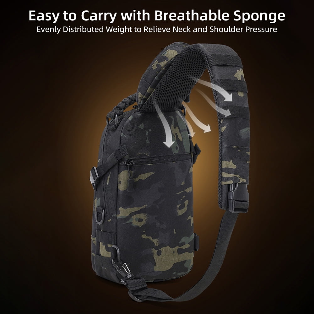 Hiking Backpack Men's Chest Bag Small Sling Bag for Men Crossbody Waterproof & Breathable Compatible with iPad Compartment Bike Bag