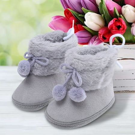 

TOWED22 Slippers For Toddler Girls Toddler Boys Booties Girls Plush Snow Warming Shoes Baby Soft Boots Baby Shoes Grey