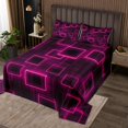 thumbnail image 2 of YST Geometry Square Twin Size Coverlet Set,Pink Black Neon Square Bedspread Set For Kids Teens Boys Girls Geometric Gradient Cubes Quilt Set Abstract Simplicity Bed Set, 2 of 3
