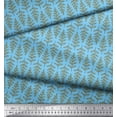 thumbnail image 2 of Soimoi Blue Moss Georgette Fabric Mimosa Pudica Leaves Print Sewing Fabric Yard 44 Inch Wide, 2 of 3