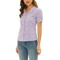 thumbnail image 4 of Allegra K Women's Peter Pan Collar Semi Sheer Tops Button Front Floral Shirt, 4 of 5