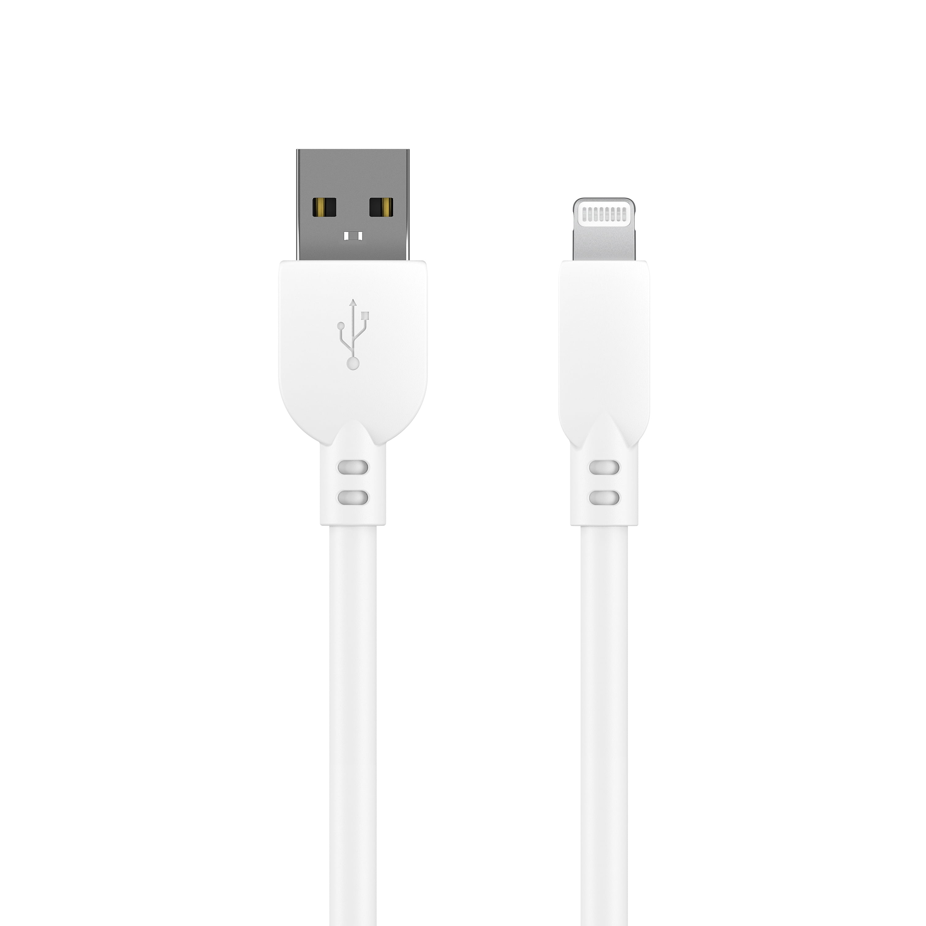 onn. Lightning to USB Cable, White, 10'