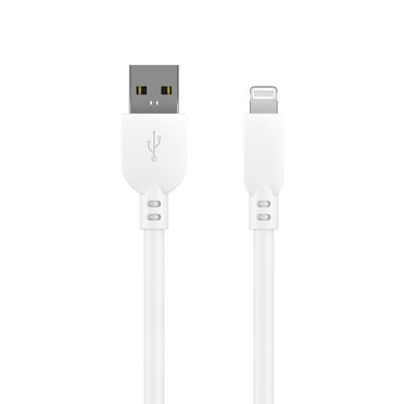 onn. Lightning to USB Cable 10' White for iPhone 14 or older, AirPods, and iPad
