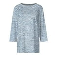 thumbnail image 5 of WTOBBY Women's Vintage Floral Print Round Neck T-Shirt with Loose Fit and 3/4 Sleeve, Great for Casual Fashion, Spring Fall Season, Weekend Wear, and Retro Style,Light Blue 3XL, 5 of 5