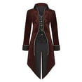 thumbnail image 2 of Lilgiuy Men Casual Solid Halloween Long Sleeve Turndown Suede Tuxedo Stage Costume Jacket Coat Red（）, 2 of 5