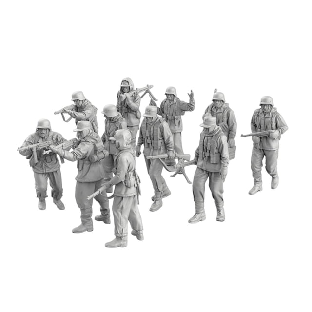Kit de 11 piezas de modelos de soldados alemanes a escala 1:64, sin pintar, diseño de diorama artístico para juegos, decoración de casas de muñecas y