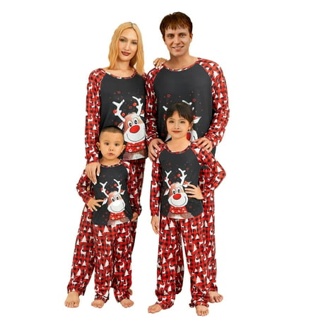 

SUNSIOM Family Christmas Pajamas Soft Xmas Pajamas Matching Sets Top Pants Sleepwear Holiday PJs for Couples Kids Baby