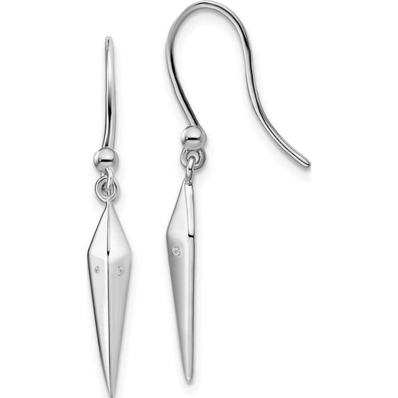Sterling Silver Rh Plated White Ice .01Ct. Diamond Earrings (32 X 4) Made In India qw483