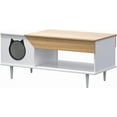 thumbnail image 6 of Rugerasy 45inch Coffee Table Cat Living Room Tables with Storage Drawer,Wooden Rustic Coffee Table with Cat House,Hidden Kitty Litter Box Furniture,Wood, 6 of 8