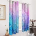 thumbnail image 3 of Colorful Gradient Fish Scale Texture Mermaid Blackout Window Curtains for Bedroom Living Room Kicthen High Shading 2 Panels, 3 of 6