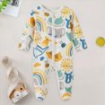 thumbnail image 2 of KPOPLK Baby Pajama with Mitten Cuffs Button Down Clothing Infant Cotton Clothes Sleeper Pjs, Footed Sleep Play Size 0-3 Months, 2 of 6