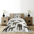 thumbnail image 3 of Ambesonne Forest Quilted Coverlet 2 Pcs, s Tusk Ear, Twin Size, Sepia White, 3 of 5