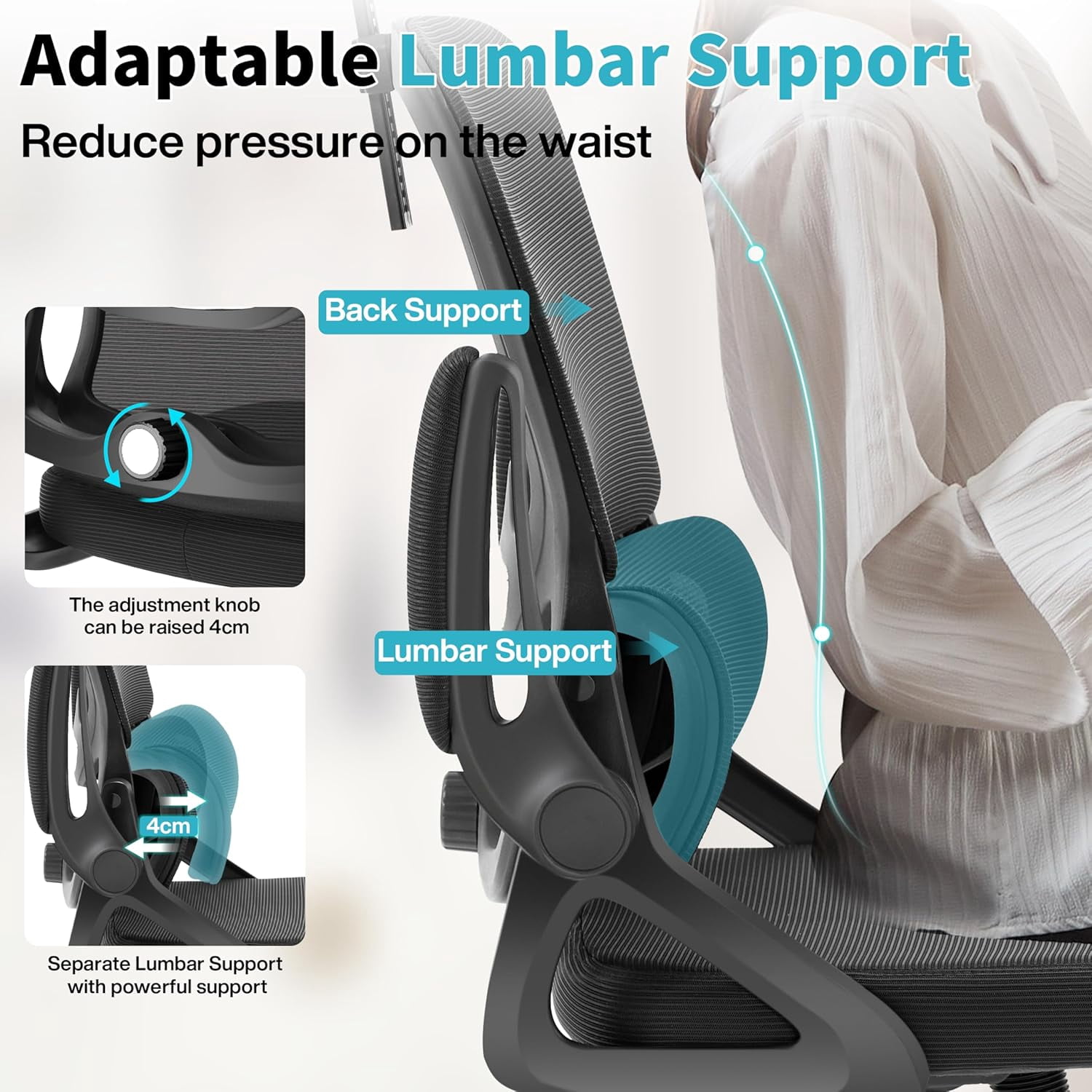 Ergonomic Office Chair,Mesh Office Chair with Lumbar Support,High Back Desk Chair with Flip-up Arms,400 lbs Big and Tall Computer Chair with Headrest,Comfy Desk Chairs (Black)