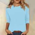 thumbnail image 2 of CHUANK T-Shirts pour Femmes à Manches Trois-Quarts, Coupe Ajustée à Motif Floral, T-Shirts Blancs, Chemises pour Femmes, Manches 3/4 au Coude, Col Rond, Chemises Décontractées pour Femmes, Liquidation, Blouses et Hauts Boho, Vert TG, 2 of 5