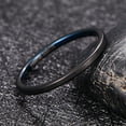 thumbnail image 3 of 2mm Black Blue Stacking Ring Men's Women's Brushed Tungsten Wedding Band Size 5-10, 3 of 5