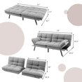 thumbnail image 4 of Giantex Convertible Sofa Bed, Memory Foam Futon Bed w/Adjustable Backrest & Armrests, Upholstered Folding Couch Sleeper for Small Space, Grey, 4 of 10
