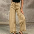 thumbnail image 2 of WGRFFH Barrel Jeans Women,High Waisted Baggy Jeans,2026 Wide Leg Jeans,Ankle Denim Pants with Vertical Seams,Y2k Patchwork Baggy Boyfriend Denim Pants,Ruffled Hem Fall Long Trousers Khaki, 2 of 8