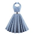 thumbnail image 1 of Robe de Bal Rétro Vintage pour Femmes, Sans Manches, Col Licou, Pois, Robe de Cocktail/soirée des Années 1950, Robe Évasée, 1 of 6