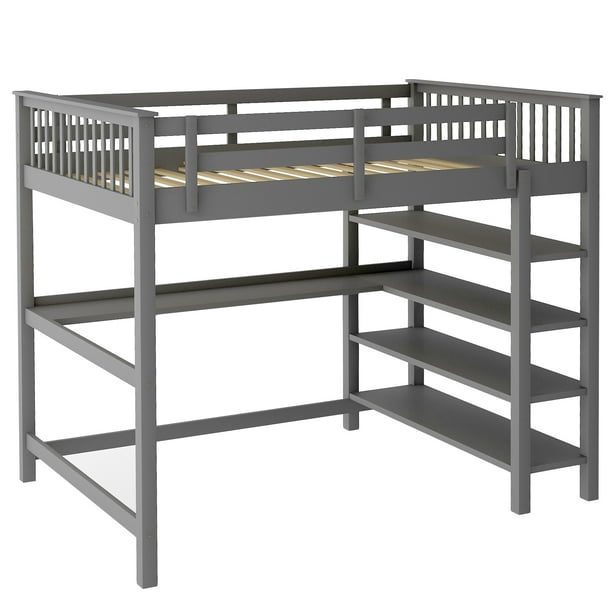 Euroco Wood Loft Bed With Desk Full Grey Com Euroco Wood Loft Bed With Desk Full, How Do You Make A Full Size Loft Bed