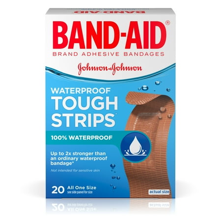 Monkey Band Aid - Band-Aid Brand Tough-Strips Waterproof Adhesive Bandages, Durable Protection for Minor Cuts and Scrapes, 20 Count