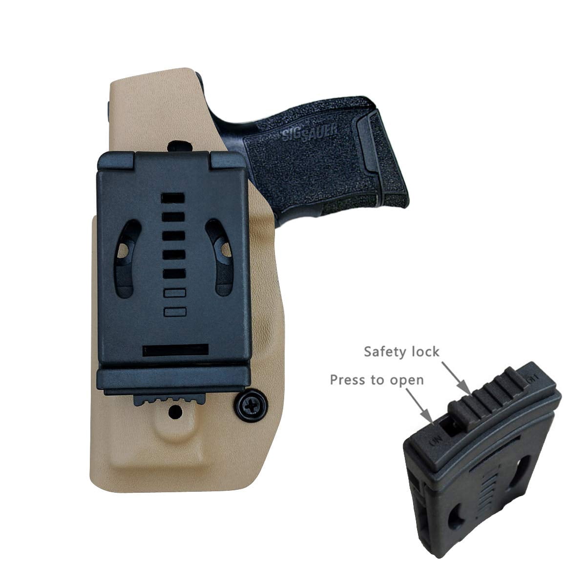 Sig P365 Holsters, P365 Holsters OWB Kydex Holster Custom Fit: Sig P365 / P365 SAS / P365 X Holsters (Tan, Right Hand)