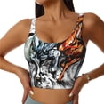 thumbnail image 3 of Goofa Four Running Horses Printed Sports Bras for Women, High Impact Running Bra Workout Crop Tank Tops Longline Sports Bra Push up-Small, 3 of 9