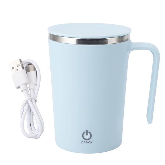 Xirurus 350ml Self‑Stirring Coffee Mug with Magnetic Mixer, Rechargeable, Stainless Steel, Blue, 12oz, Portable, Eco‑Friendly, IP6 Waterproof