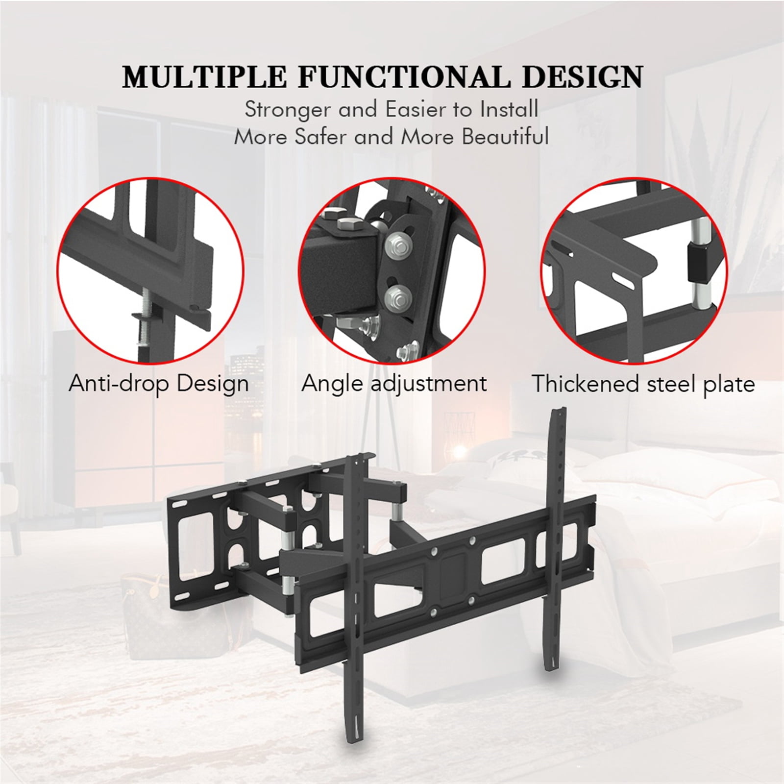 UWR-Nite Full Motion TV Wall Mount for Most 32-70 inch Flat Screen/LED/4K TV, TV Mount Bracket Dual Swivel Articulating Tilt 6 Arms, Max VESA 600x400mm, Holds up to 110lbs