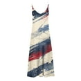 thumbnail image 4 of Cmfcve 4th of July Patriotic Dresses Sleeveless Deep-V Neck Summer Maxi Dress Lightweight Printed Beach Vacation Sundress, 4 of 5