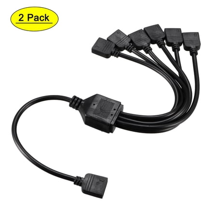 Uxcell 30cm 1 Female to 6 Female 3 Pin ARGB Splitter Cable for 5050 3528 2 Pack