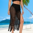 thumbnail image 4 of Falda Faldas de malla sexy para cubrir la playa con dobladillo de borla de ganchillo suave para mujer (negro L) Kuymtek Negro T L para Mujer, 4 of 5
