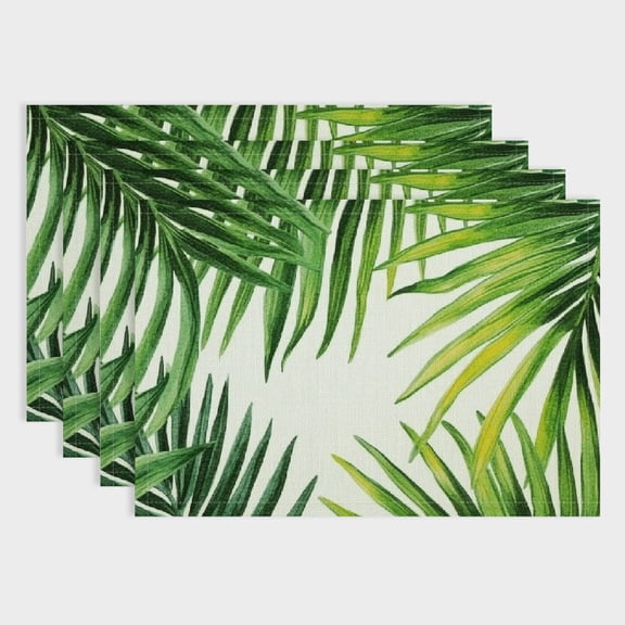 Shiartex Palm Tree Table Mat Set of 4 Linen Party Placemats for Elegant Dining, Heat-Resistant Insulation, Home Decor 18x12in