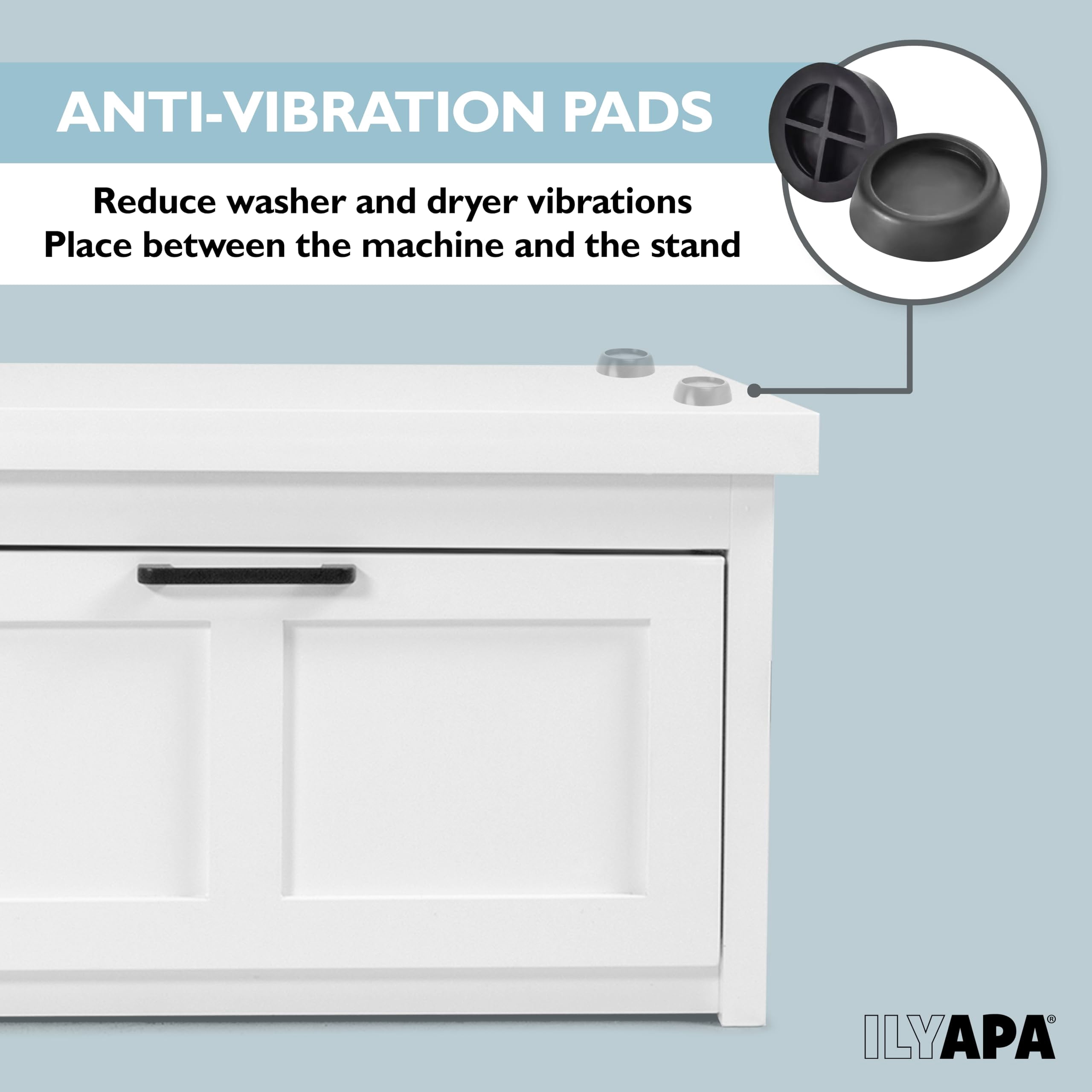 Ilyapa Washer and Dryer Stand - Universal Wooden Laundry Pedestal Base with Drawer - Compatible with Samsung, LG, GE, Maytag - 28x28x16 in.
