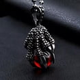 thumbnail image 3 of HOOUN Vintage Dragon Claws with Red Ball Pendant Stainless Steel Men's Biker Necklace, 3 of 3