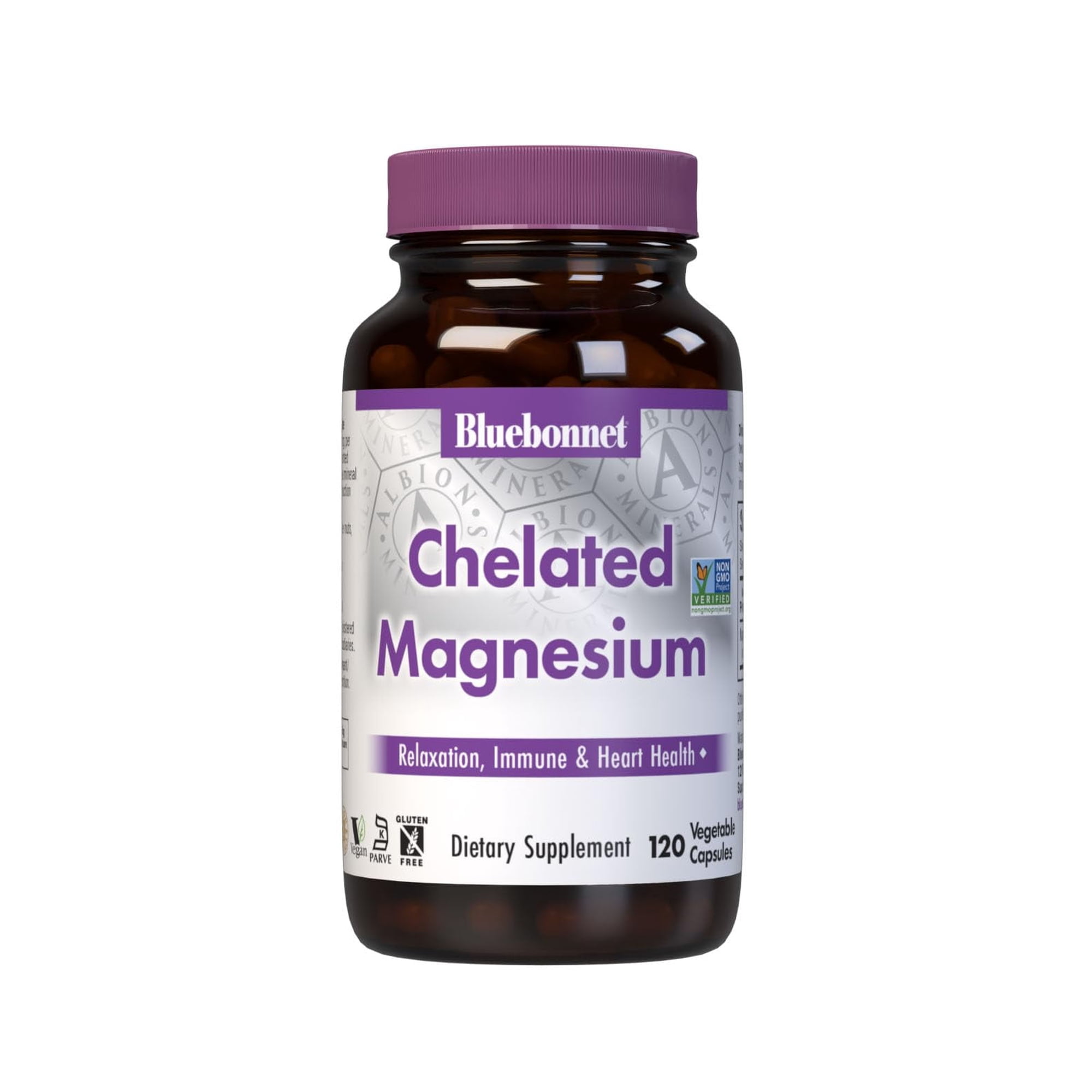 Bluebonnet Albion Chelated Magnesium 200mg, Stress Relief*, 120 Capsules, 2 Month Supply