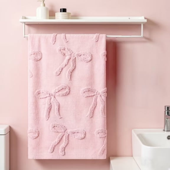 AZXY Super Soft Cotton Hand Towel, Quick Dry Fade Resistant Highly Absorbent Towel, Machine Washable Lint Free Multipurpose for Bathroom Home Decor Gift, Pink