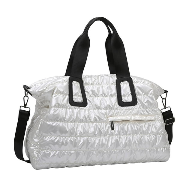 Bolsa deportiva para gimnasio, bolsa de viaje, bolsa de mano para artículos de tocador, bolsa de moda, bolsa grande para mujer Blanco