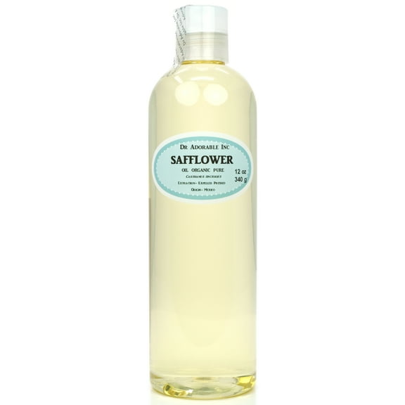 Dr Adorable - 12 oz - Safflower Seed Oil - 100% Pure High Oleic Organic Cold Pressed Moisturizing Oil For Face Skin Hair