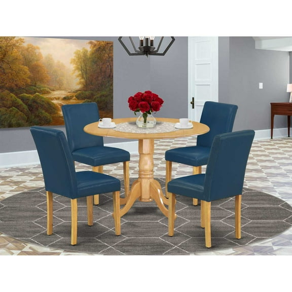 East West Furniture Dining Room Set Oak, DLAB5-OAK-55