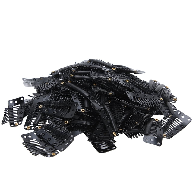 100pcs 10 Teeth Clip Stainless Snap Comb for Hair Extension and Hair Weaving