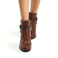 thumbnail image 6 of Pennysue Women's Thin Chunky Heel Ankle Booties Brown Zipper Short Boots For Women Size 7.5, 6 of 6