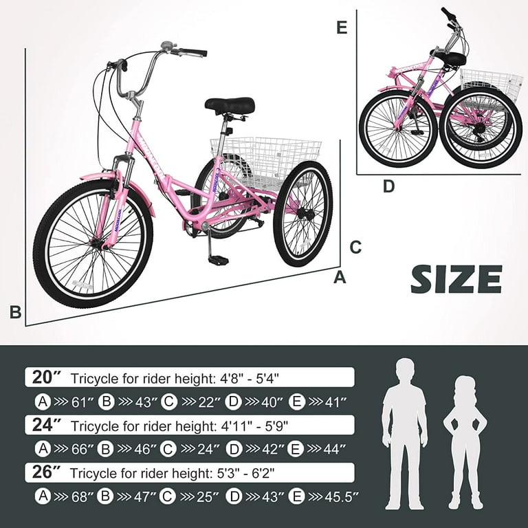 Slsy Adult Folding Tricycles 7 Speed Folding Adult Trikes 20 24