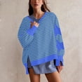 thumbnail image 2 of Timegard Womens Crewneck Sweatshirts Striped Long Sleeve Side Split Pullover Fall Casual Loose Tops, 2 of 6