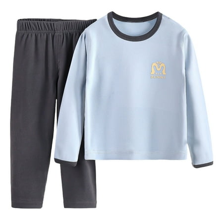 

Kids Boys Girls Thermal Underwear Fleece Lined Long Sleeve Crewneck Tops and Bottoms Pants Base Layer Winter Winter Loungewear Outfits