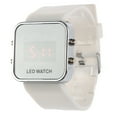 thumbnail image 4 of Fashion Square Mirror Face Unisex Red LED Digital Wrist Watch with Date & Silicone Band (White), 4 of 8
