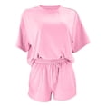 thumbnail image 2 of AYA Ensemble Décontracté pour Femmes d'Été Uni à Col Rond, Chandail à Manches Mi-Longues et Shorts, 2 of 4