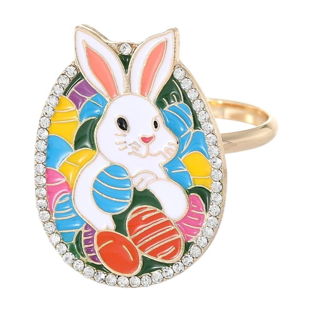 Cute Easter Bunny Metal Napkin Rings Western Restaurant Table Decor Buckles